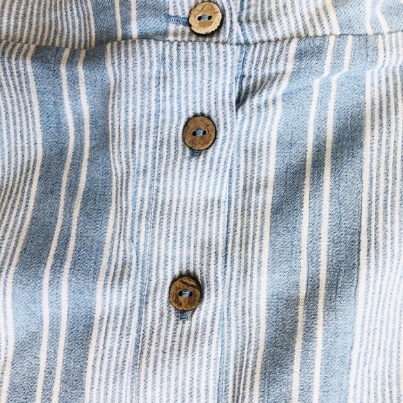 NWT Be Bop Striped Button-Front Maxi Skirt Lined Blue Ivory Sz M Rayon Juniors - Picture 5 of 11